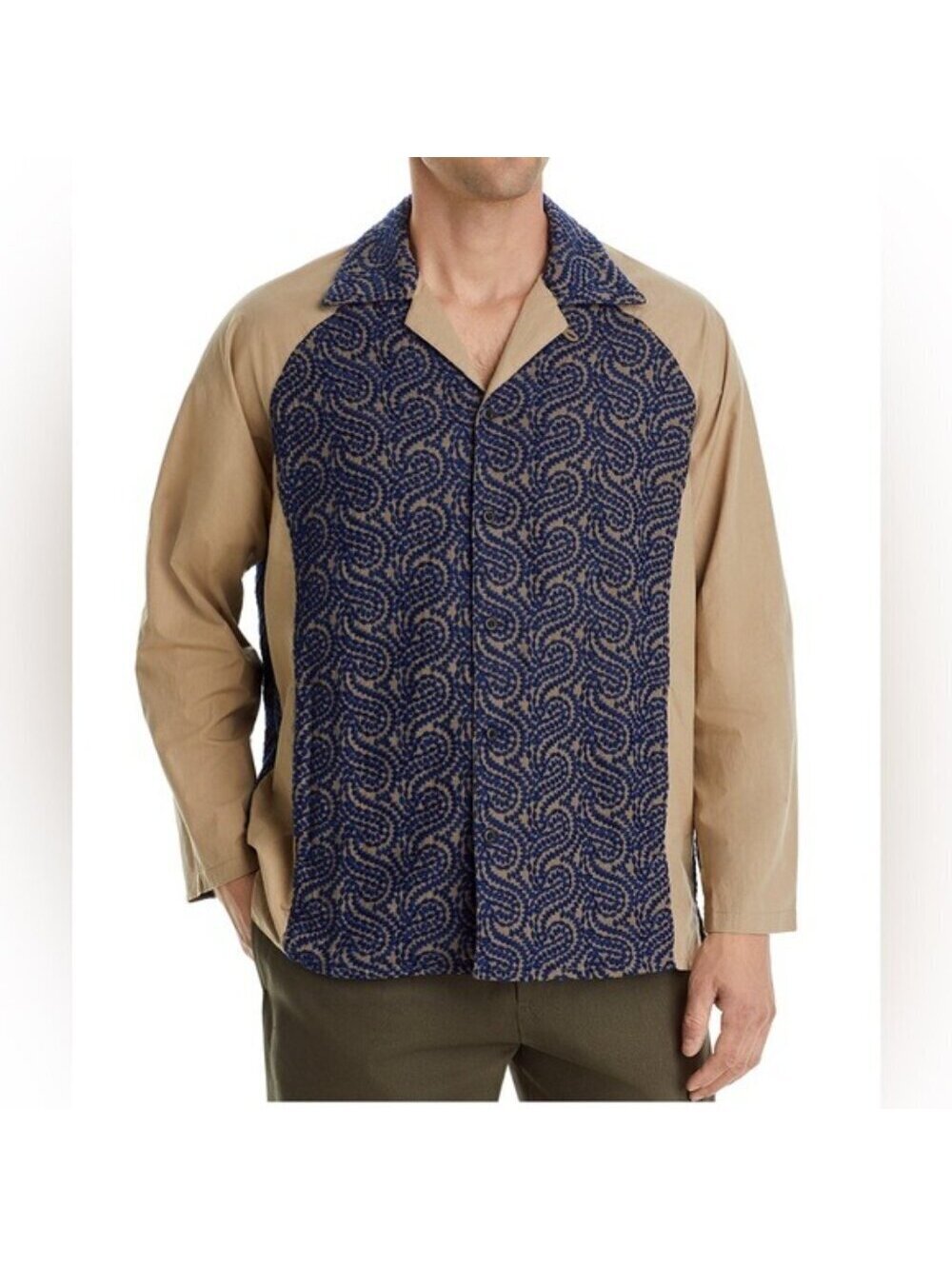 Nicholas Daley Embroidered Raglan Sleeve Button-up Shirt, Size M NEW w/Tag $560